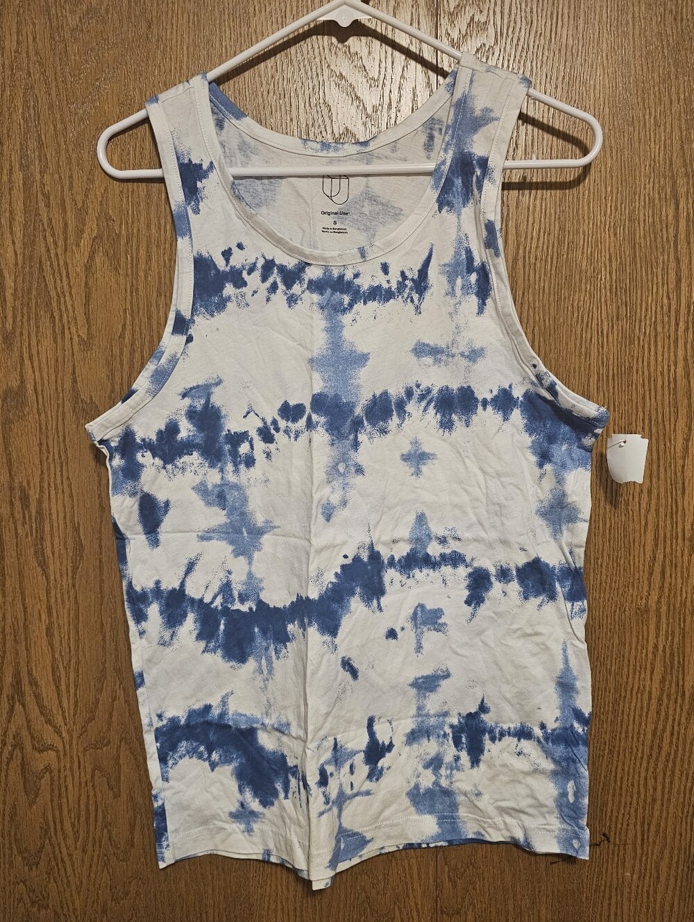 Original Use Blue and White Tie-Dye Tank Top